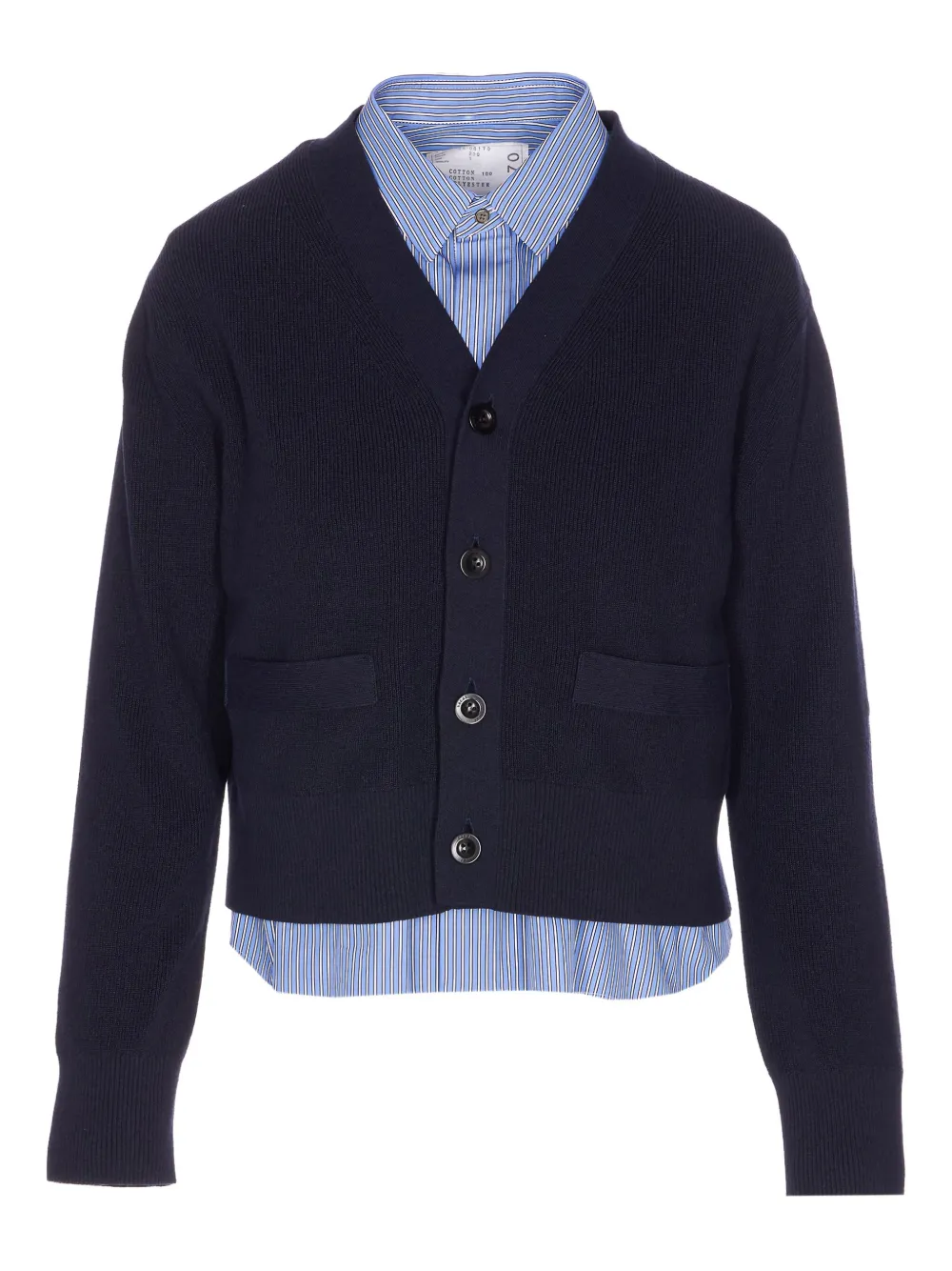 Sacai Button-front Striped Shirt Cardigan In Blue