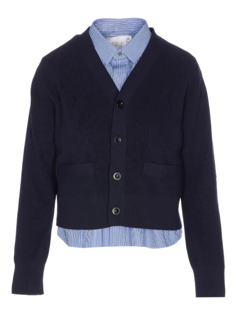 sacai button-front striped shirt cardigan