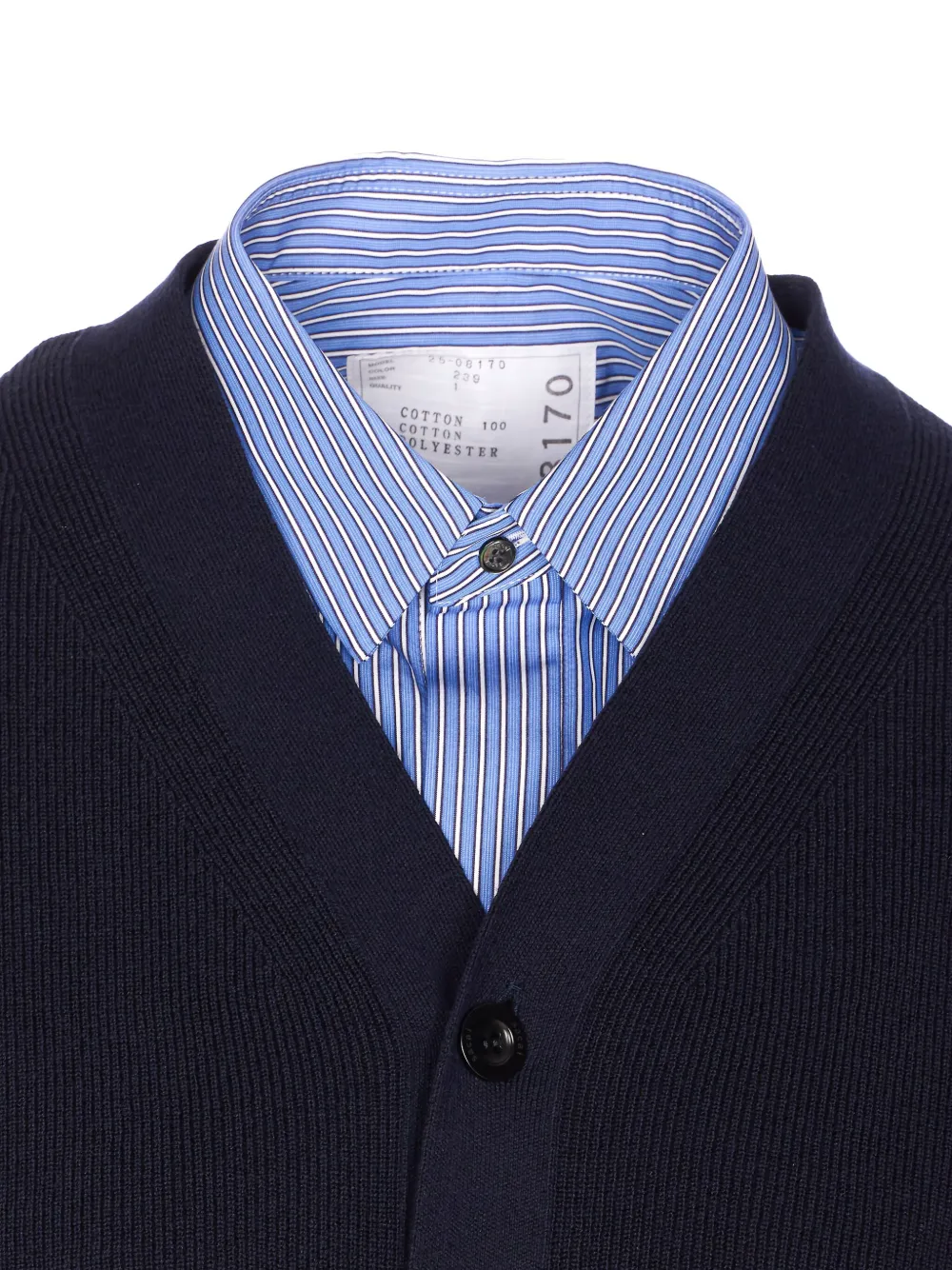 Sacai Button-front Striped Shirt Cardigan In Blue