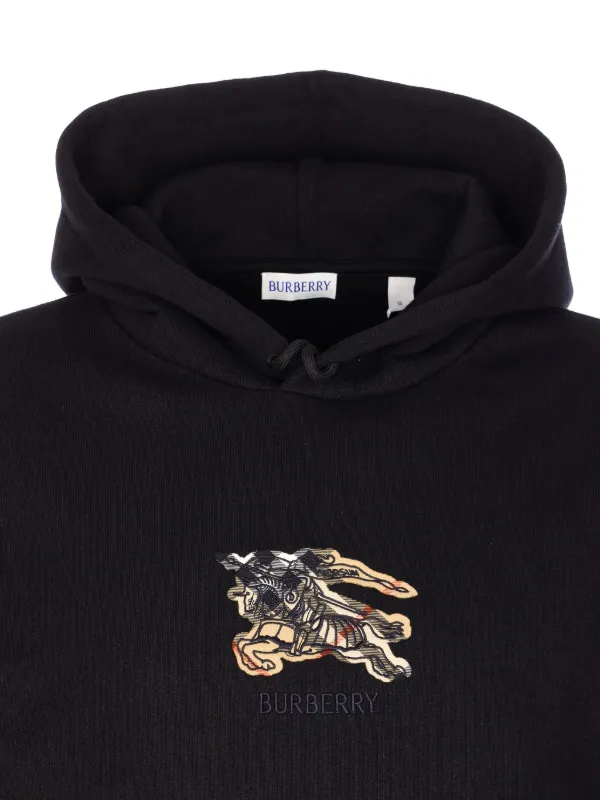 Burberry EKD Check Logo Patch Hoodie | Black | FARFETCH