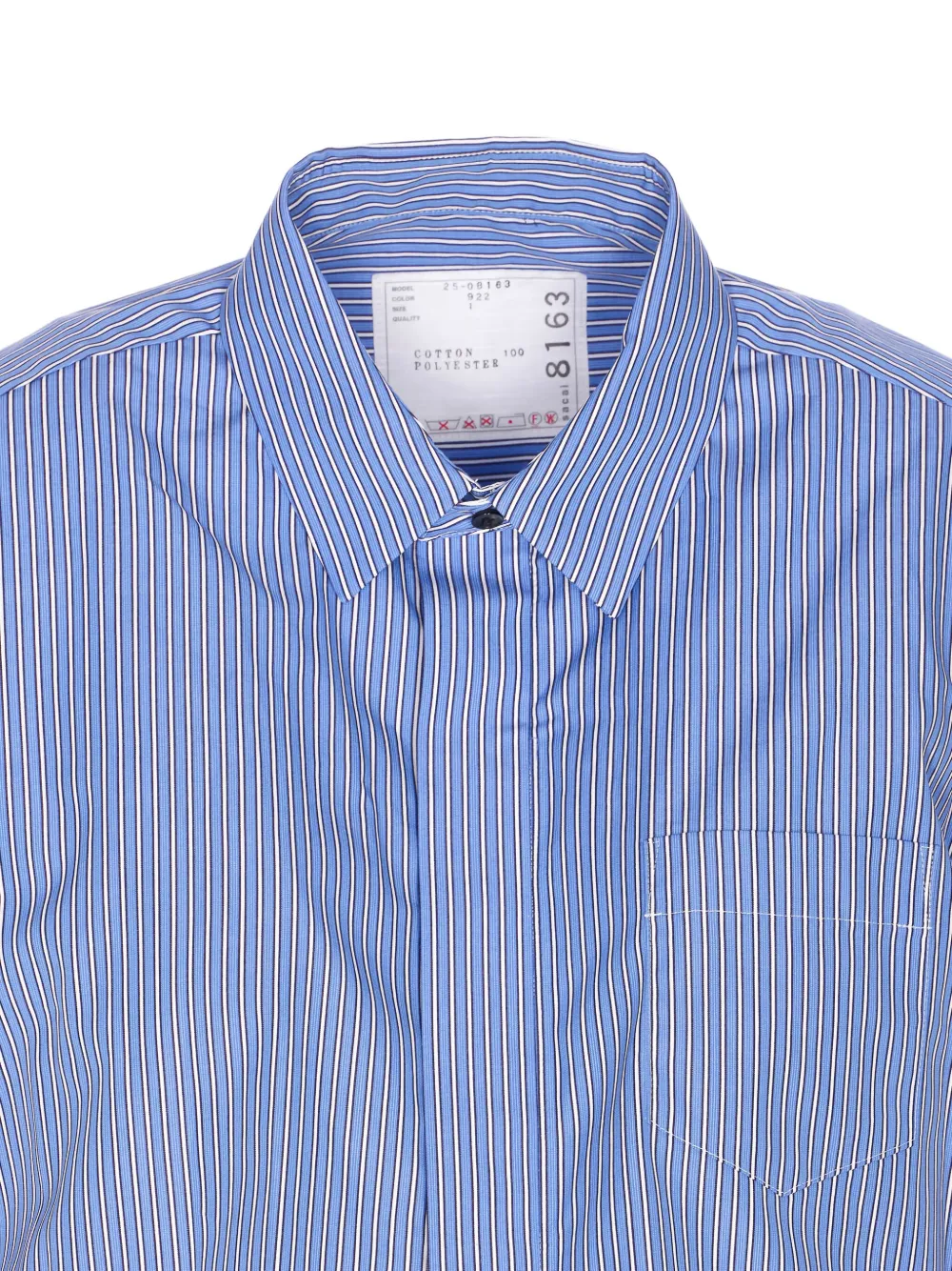 Sacai Striped Ruffled Shirt In Blue