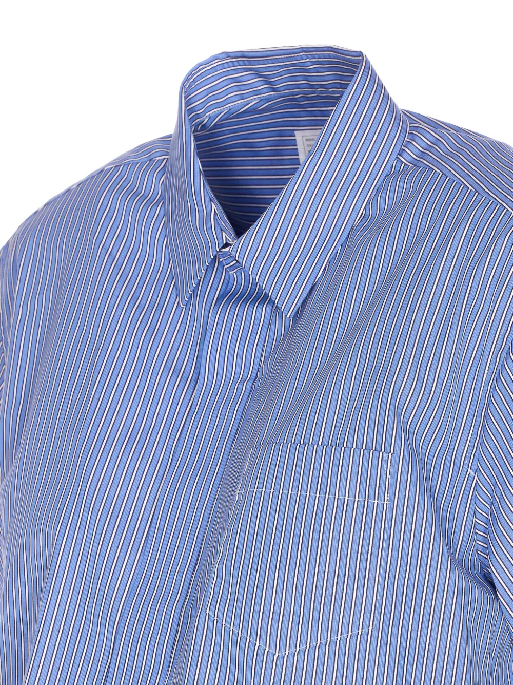 Sacai Striped Ruffled Shirt In Blue