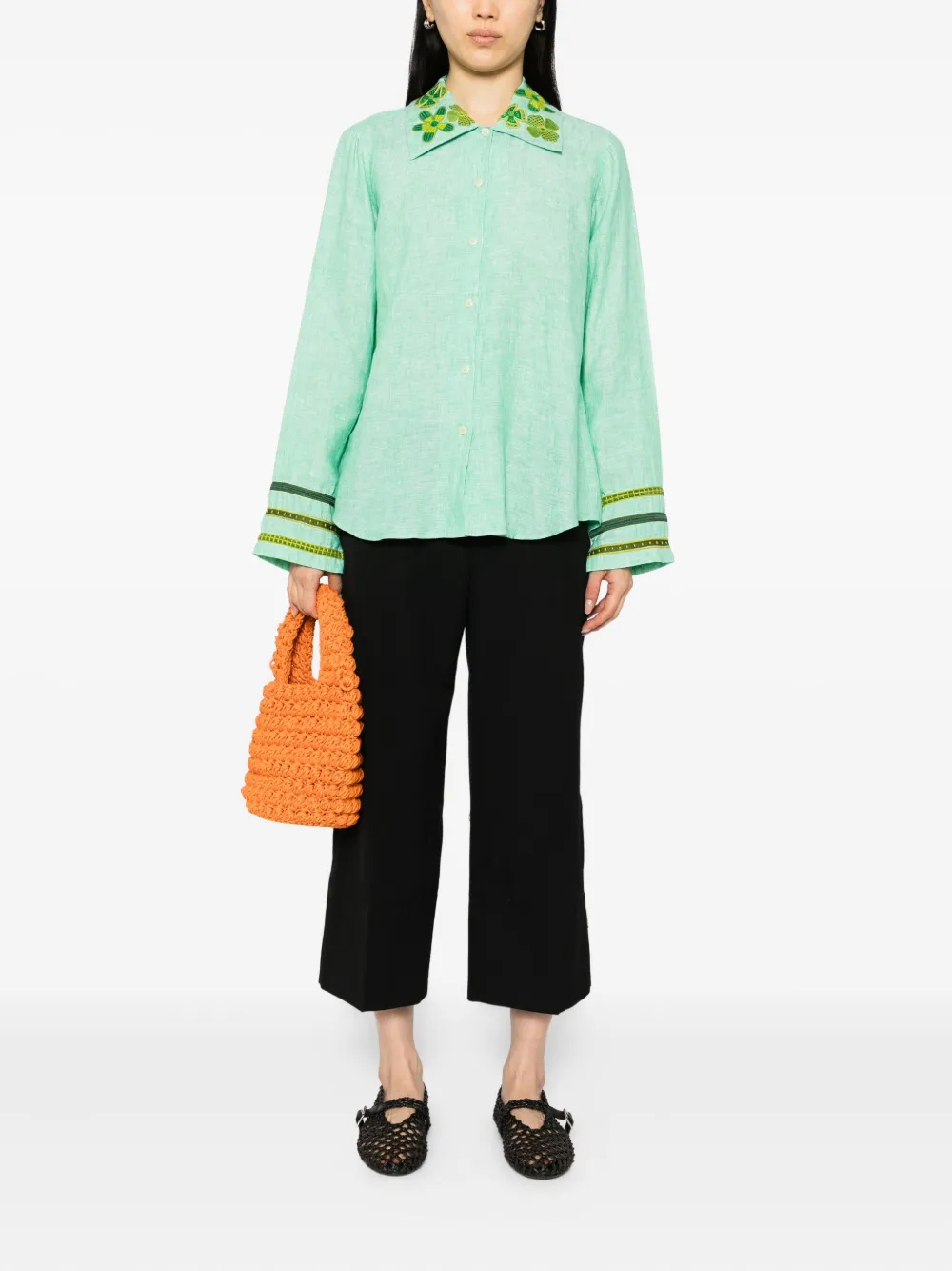 Jupe By Jackie Blouse met geborduurde bloemen - Groen