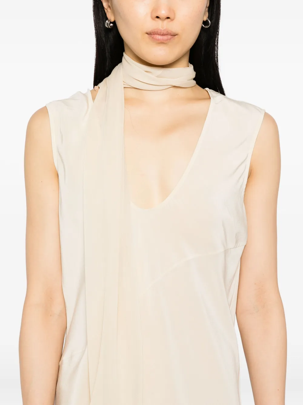 Helmut Lang Sleeveless Scarf Dress In Neutral