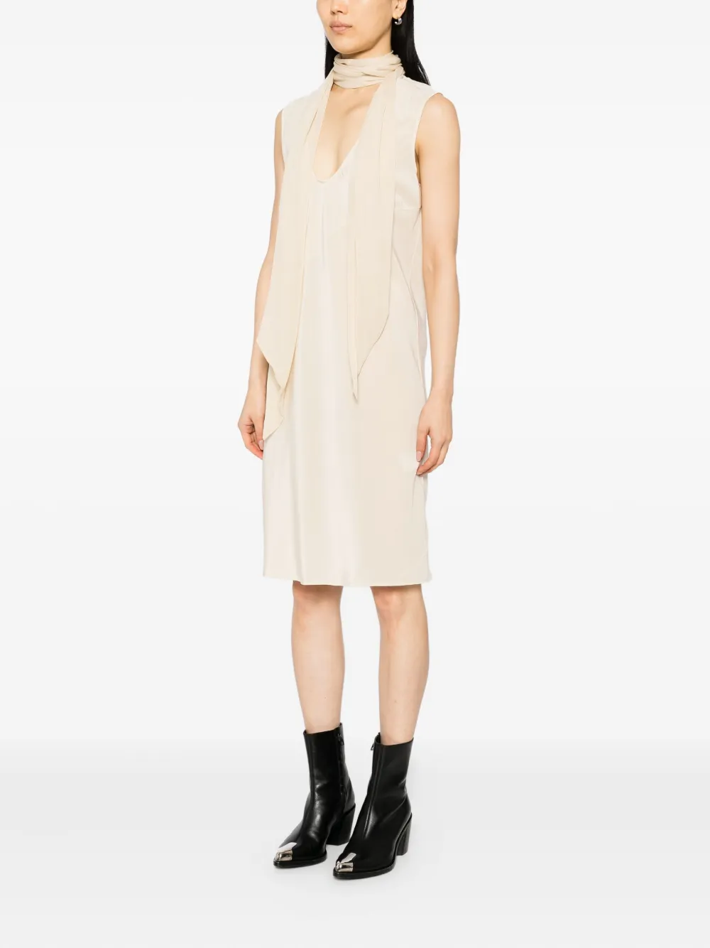 Helmut Lang Sleeveless Scarf Dress In Neutral