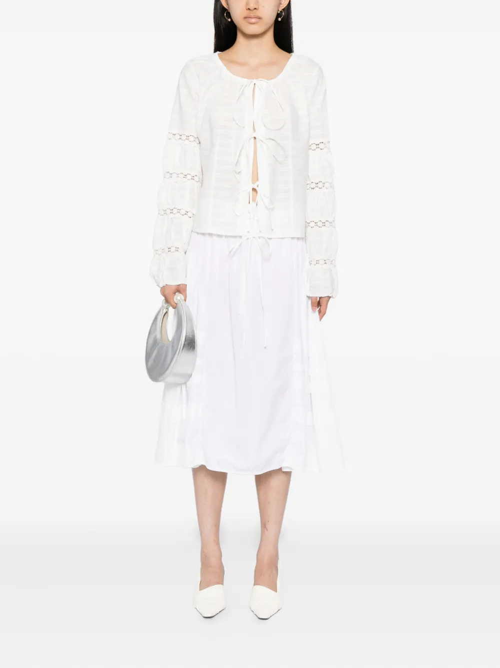 RÓISÍN PIERCE Shirt met geborduurde bloemen - Beige