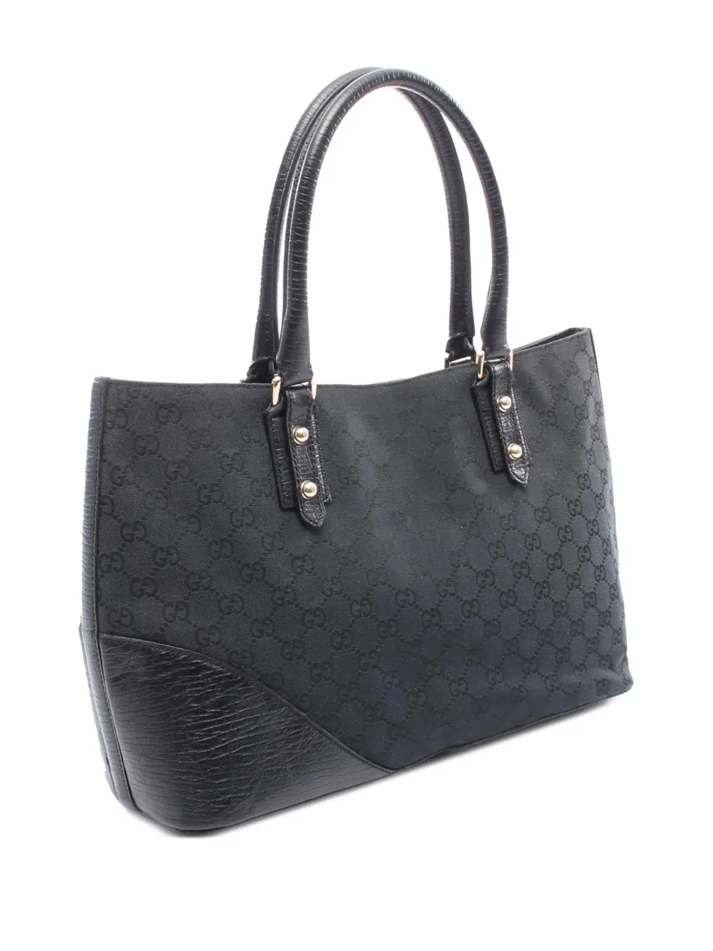 Pre-owned Gucci 2000-2015 Gg Canvas Hasler Web Tote Bag In Black