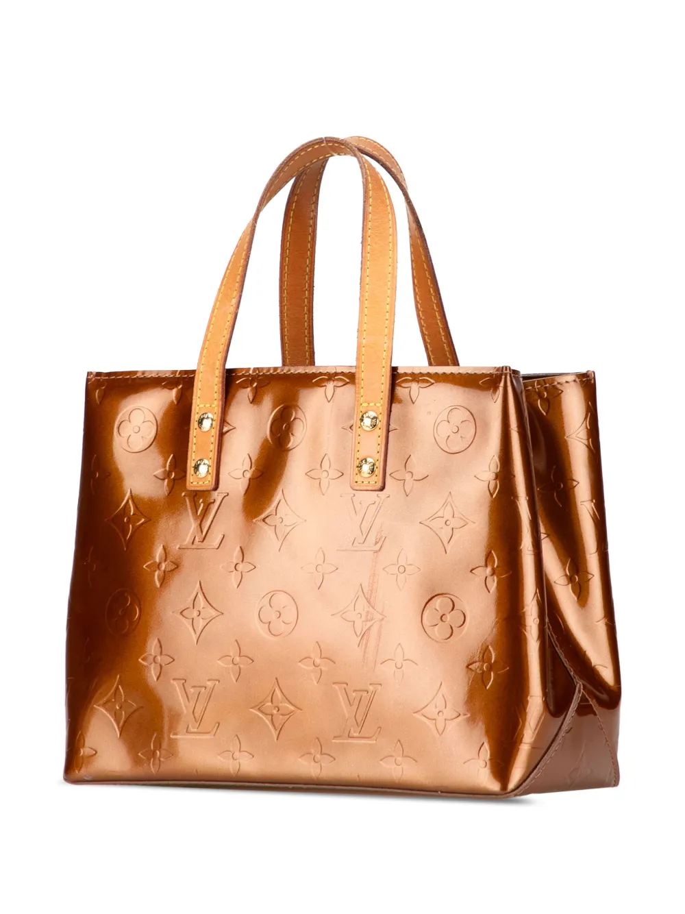 Pre-owned Louis Vuitton 2002 Monogram Vernis Reade Pm Handbag In Brown