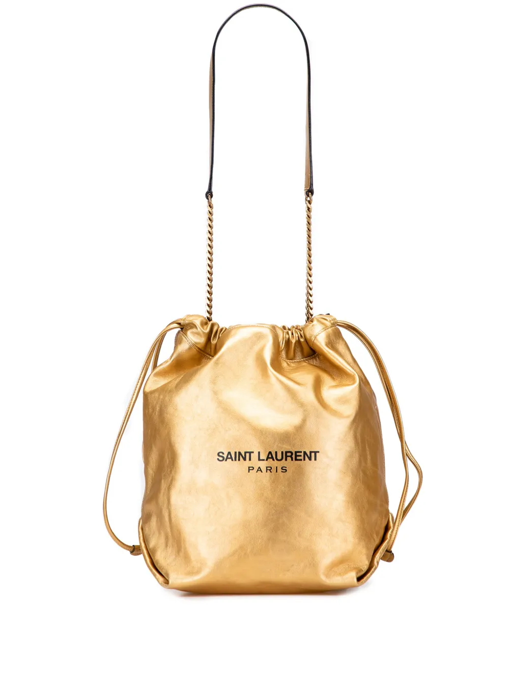 Saint Laurent Pre-Owned 2019 スモール メタリック ラムスキン テディ バケットバッグ - ゴールドトーン Saint Laurent Pre-Owned 2019 スモール メタリック ラムスキン テディ バケットバッグ - ゴールドトーン