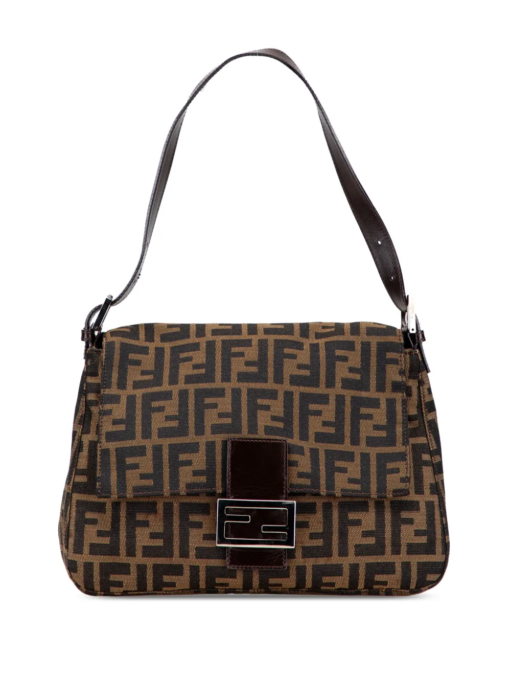 Pre-owned Fendi 20th Century Zucca Canvas Mamma Forever Shoulder Bag In Brown