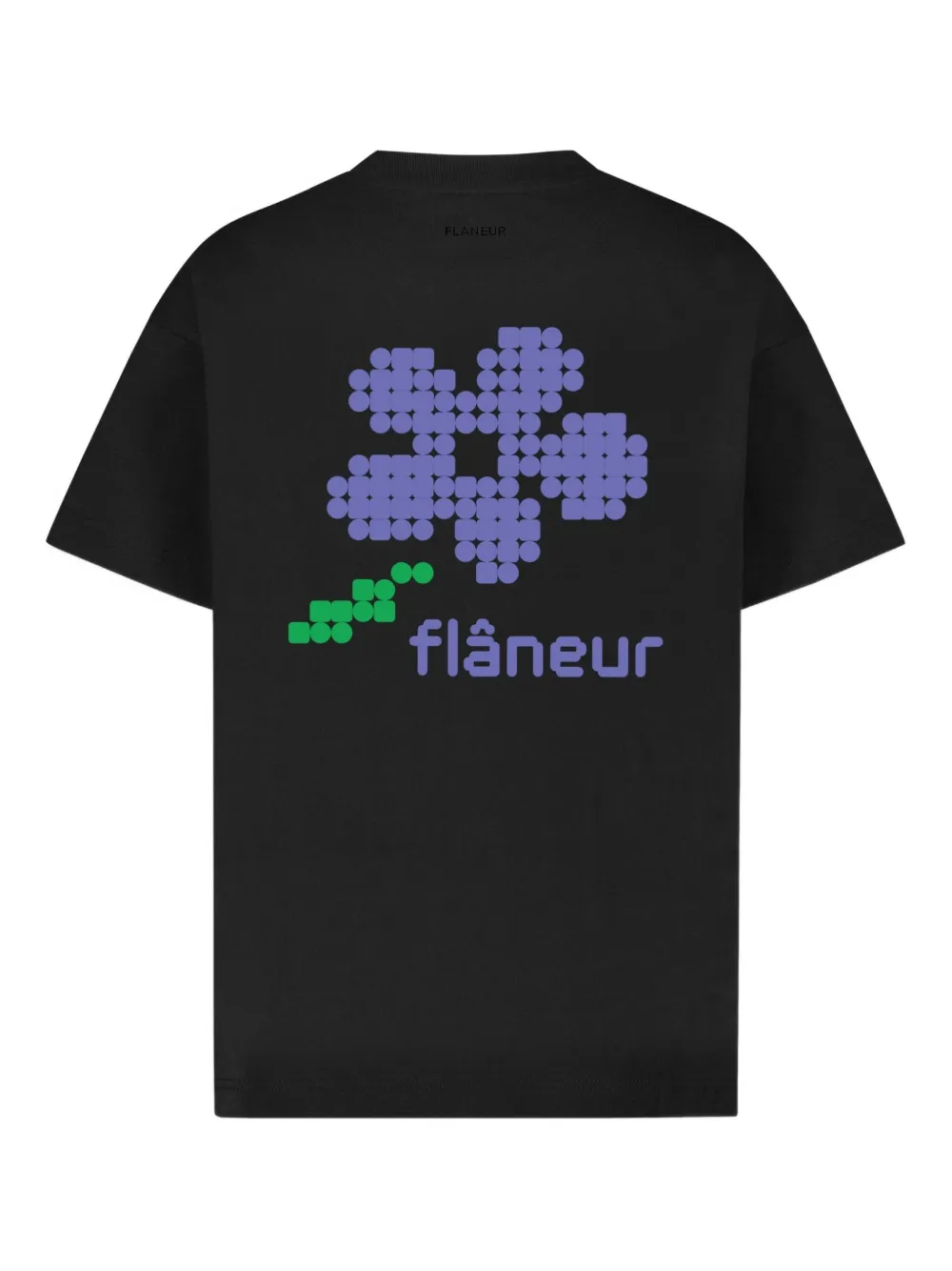 FLÂNEUR pixel-flower T-shirt - Zwart