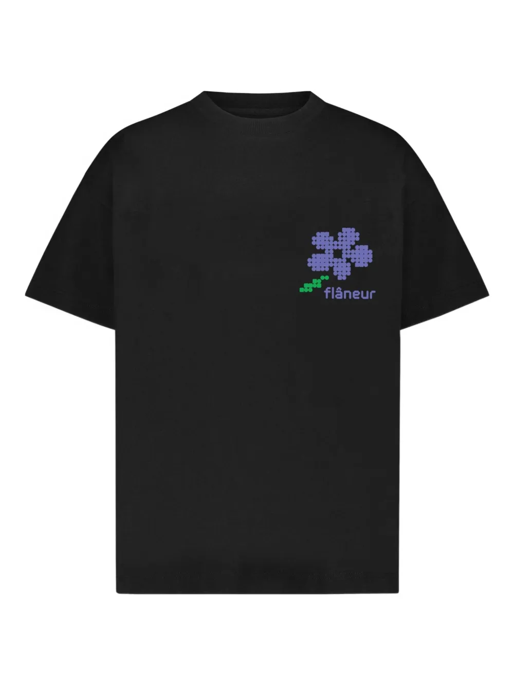 FLÂNEUR pixel-flower T-shirt | Black | Image 1