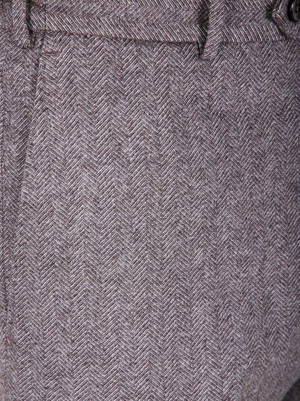 Pt Torino Herringbone-pattern Trousers In Gray