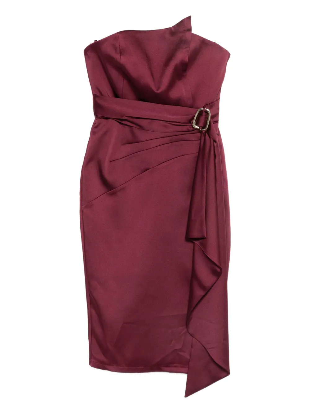 Babylone Paris Eureka Belted Midi Dress In Red