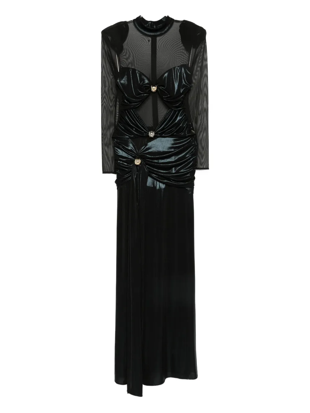 Babylone Paris Mesh-panelled Maxi Dress In Black