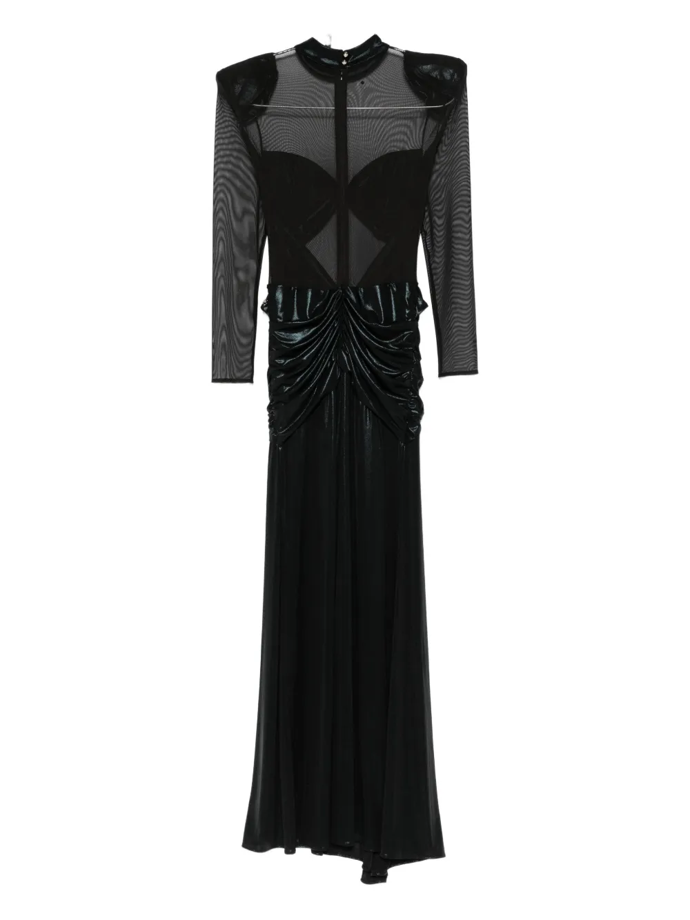 Babylone Paris Maxi-jurk met mesh vlak - Zwart