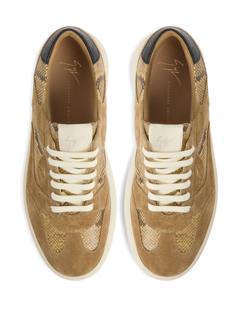 Giuseppe Zanotti Leren sneakers met reptielprint Bruin
