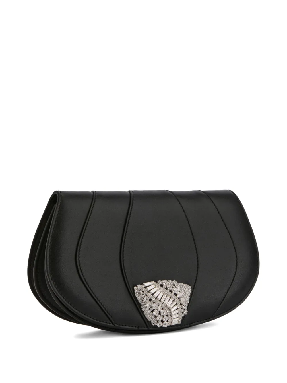 Giuseppe Zanotti Orbits Leather Clutch Bag In Black
