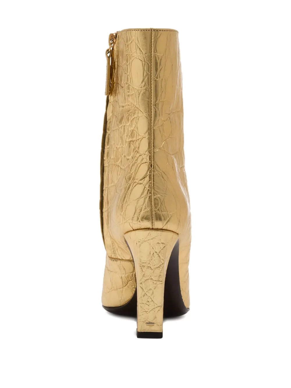 Giuseppe Zanotti 90mm Janiee Crocodile-print Square-toe Boots In Gold