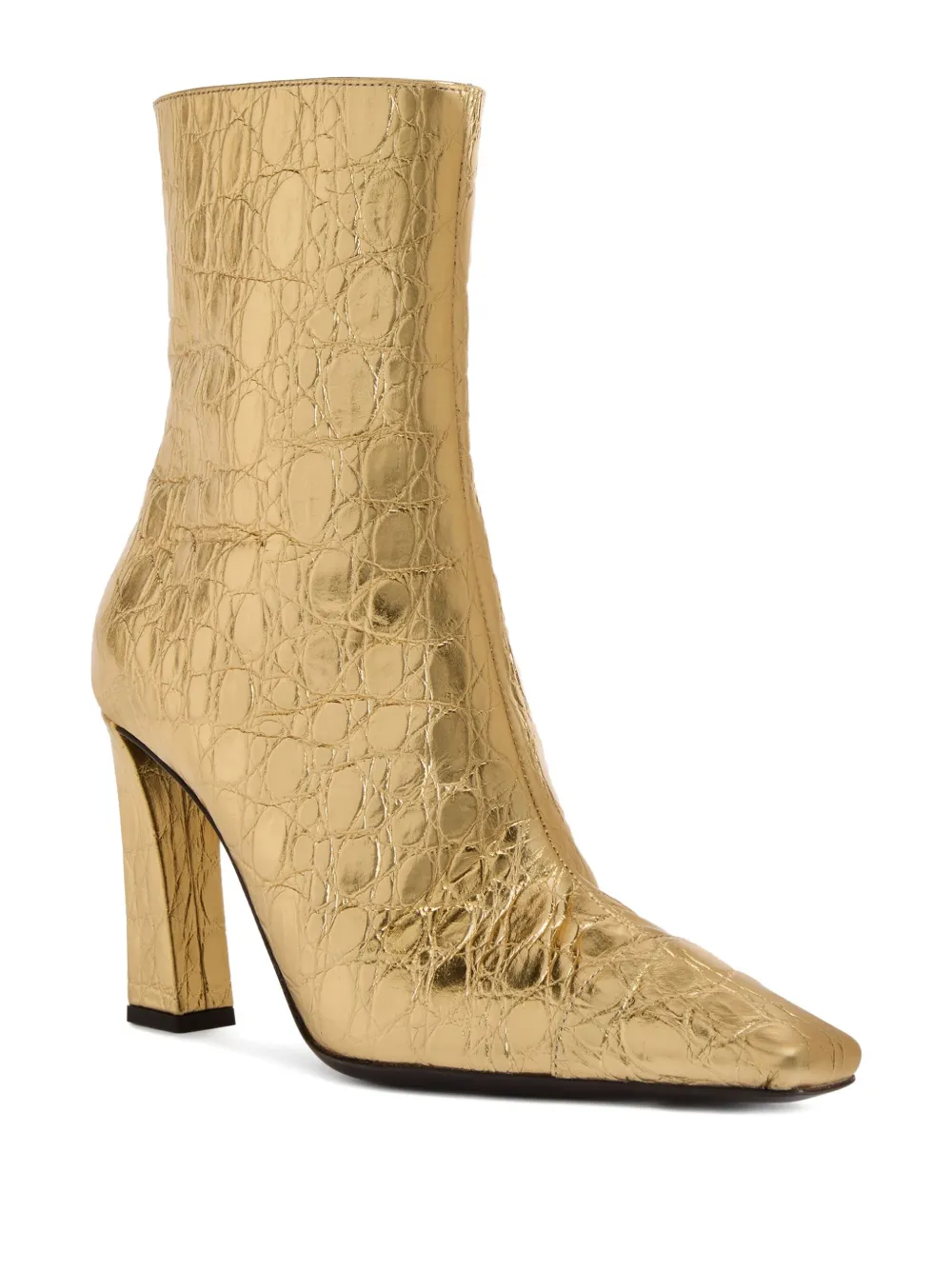 Giuseppe Zanotti 90mm Janiee Crocodile-print Square-toe Boots In Gold