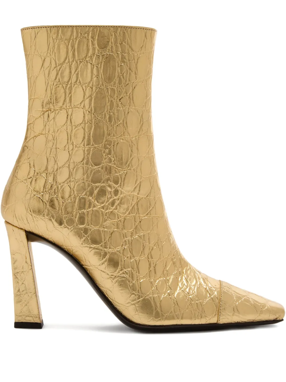 Giuseppe Zanotti 90mm Janiee Crocodile-print Square-toe Boots In Gold