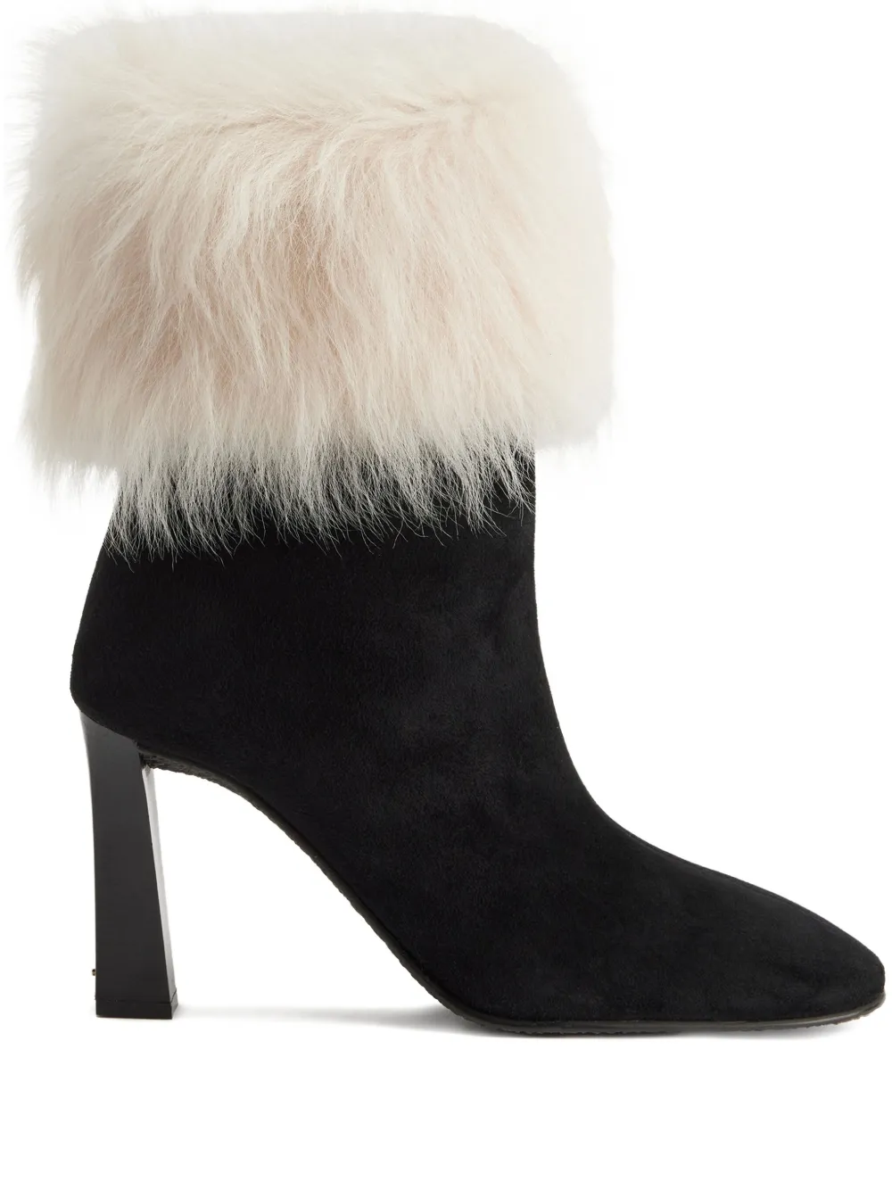 Giuseppe Zanotti 90mm Gstaad Fur-cuff Block-heel Boots In Black