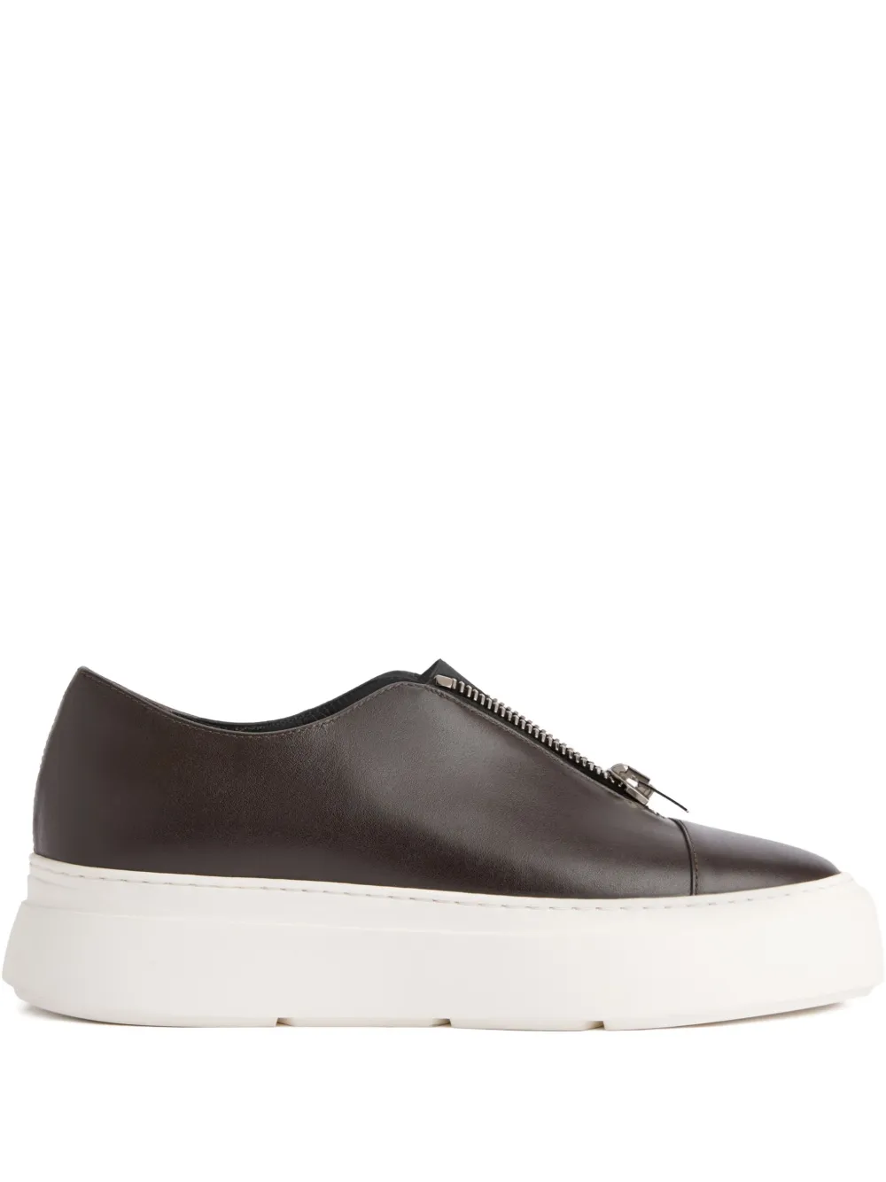 Giuseppe Zanotti Mike Elastic leather zipper slip-ons | Brown | Image 1