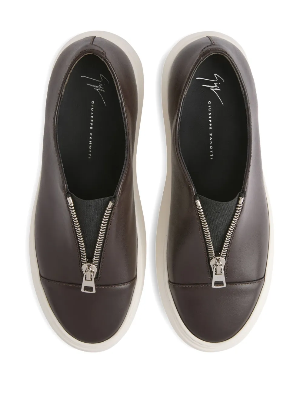 Giuseppe Zanotti Mike Elastic leren slip-ons met rits Bruin