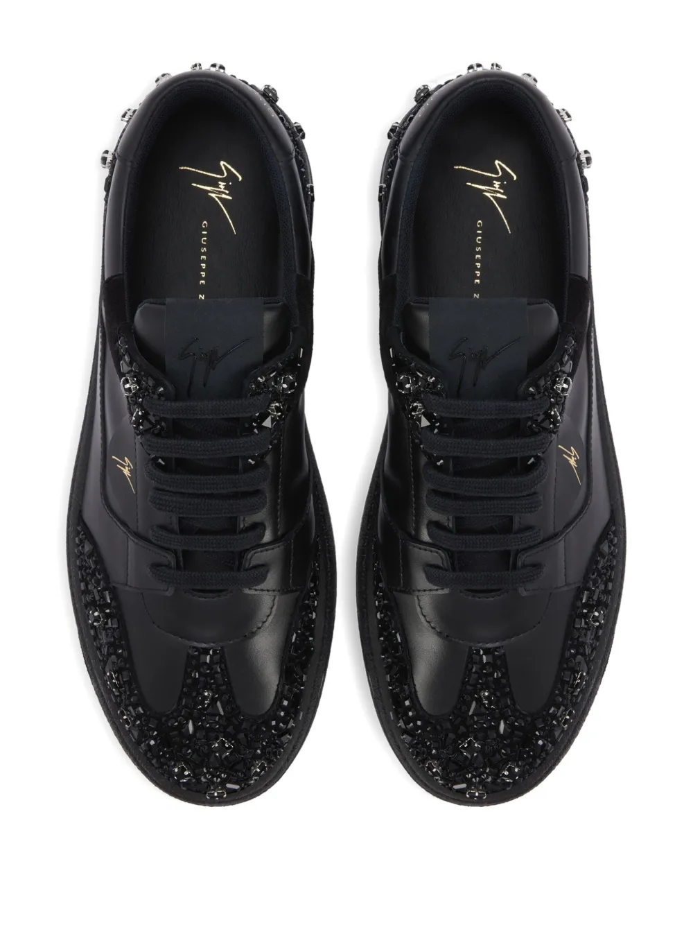 Giuseppe Zanotti Suède sneakers met kralen Zwart