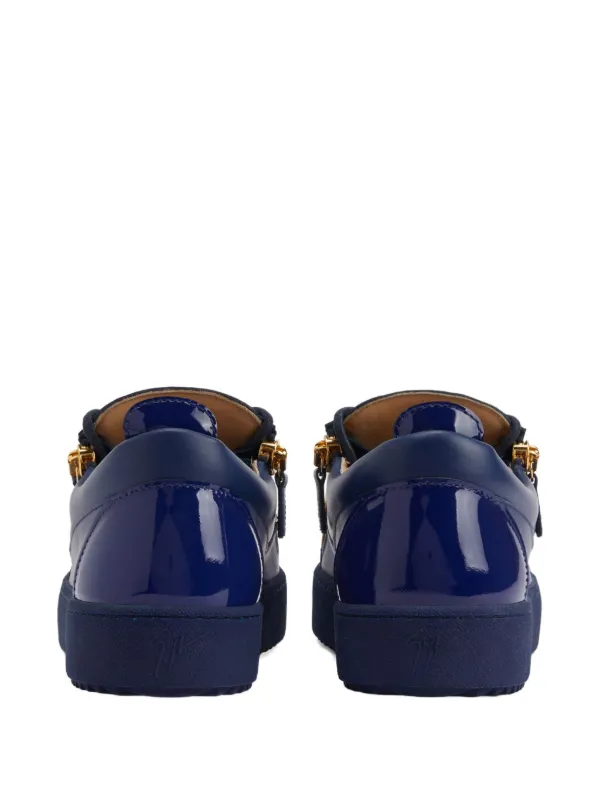 Giuseppe Zanotti FRANKIE glossy-leather Sneakers | Blue | FARFETCH CA