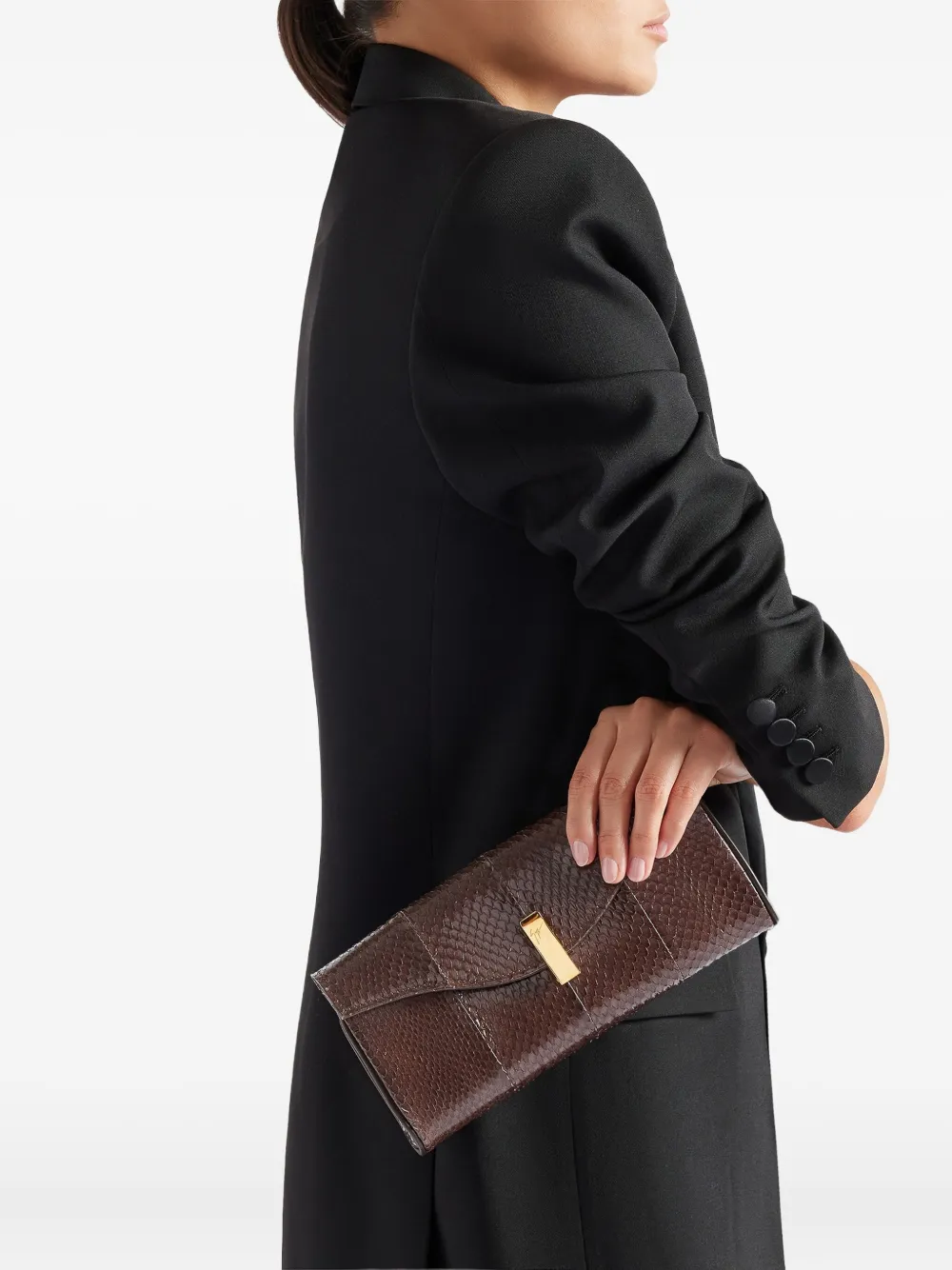 Giuseppe Zanotti FLUTIE snakeskin clutch bag - Bruin
