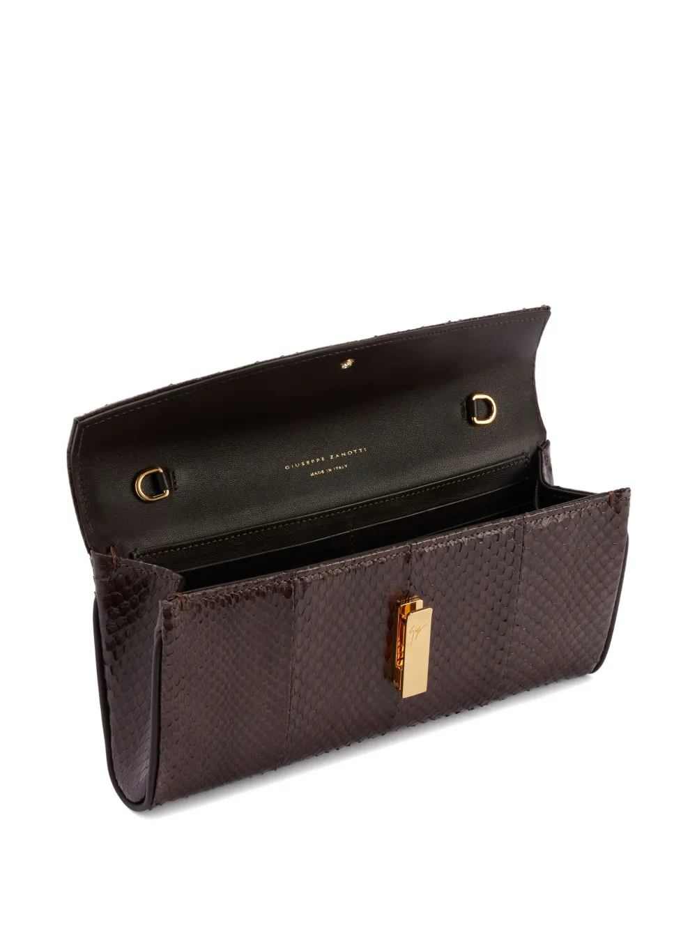 Giuseppe Zanotti FLUTIE clutch met slangen-effect Bruin