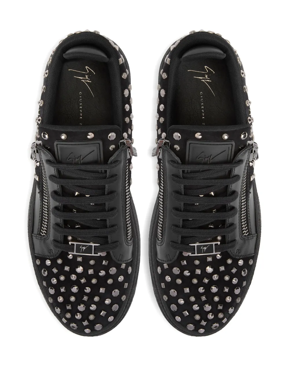Giuseppe Zanotti GZ94 sneakers met rits en studs Zwart