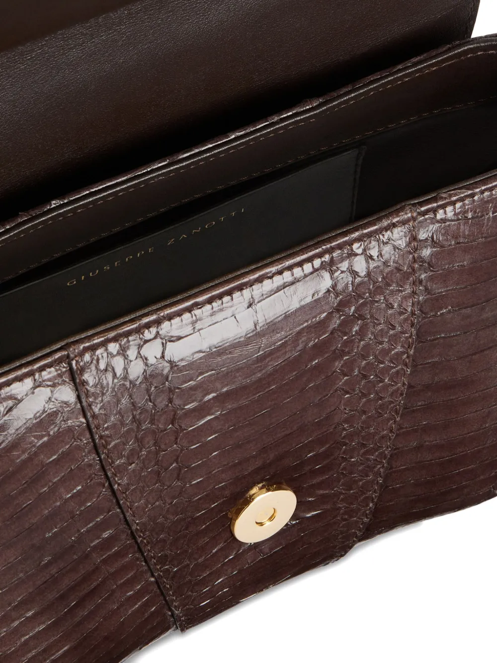 Giuseppe Zanotti Schoudertas met slangenleer-effect Bruin