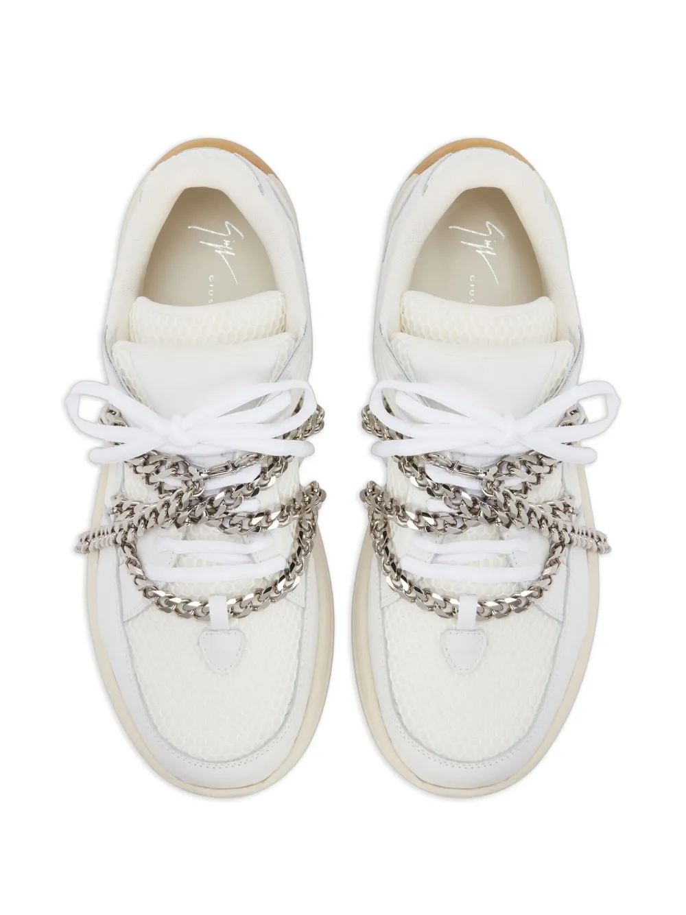 Giuseppe Zanotti Leren sneakers met ketting Wit