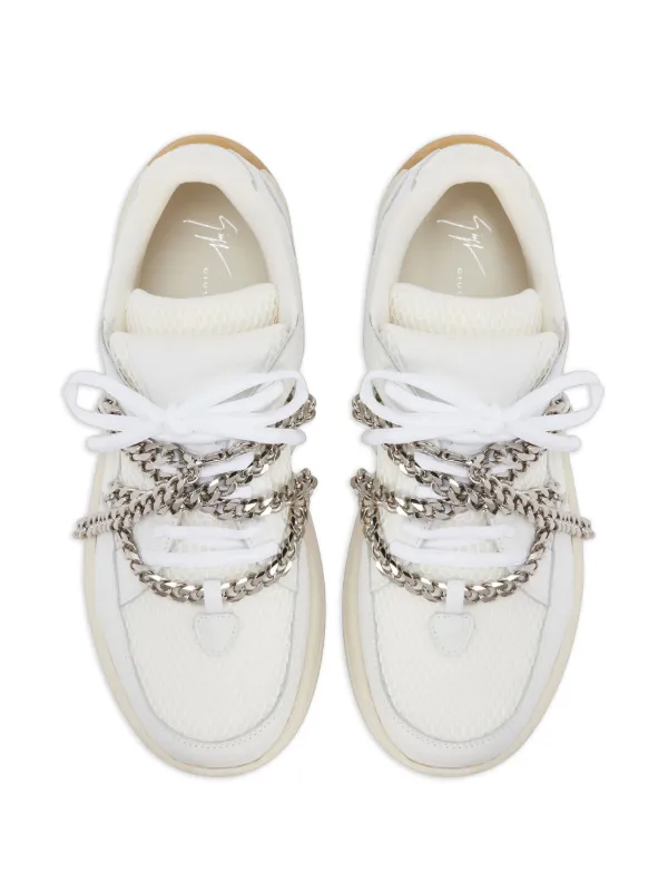 Giuseppe Zanotti Lace Chain Leather Sneakers | White | FARFETCH ZA