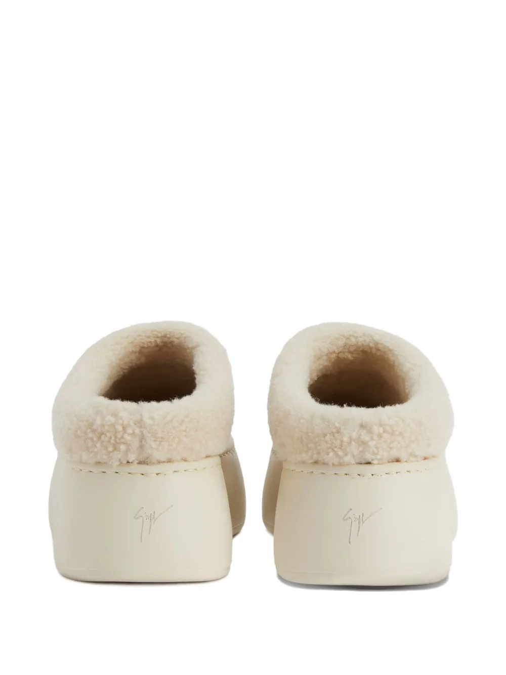 Giuseppe Zanotti Klompen van imitatielamswol met plateauzool Bruin