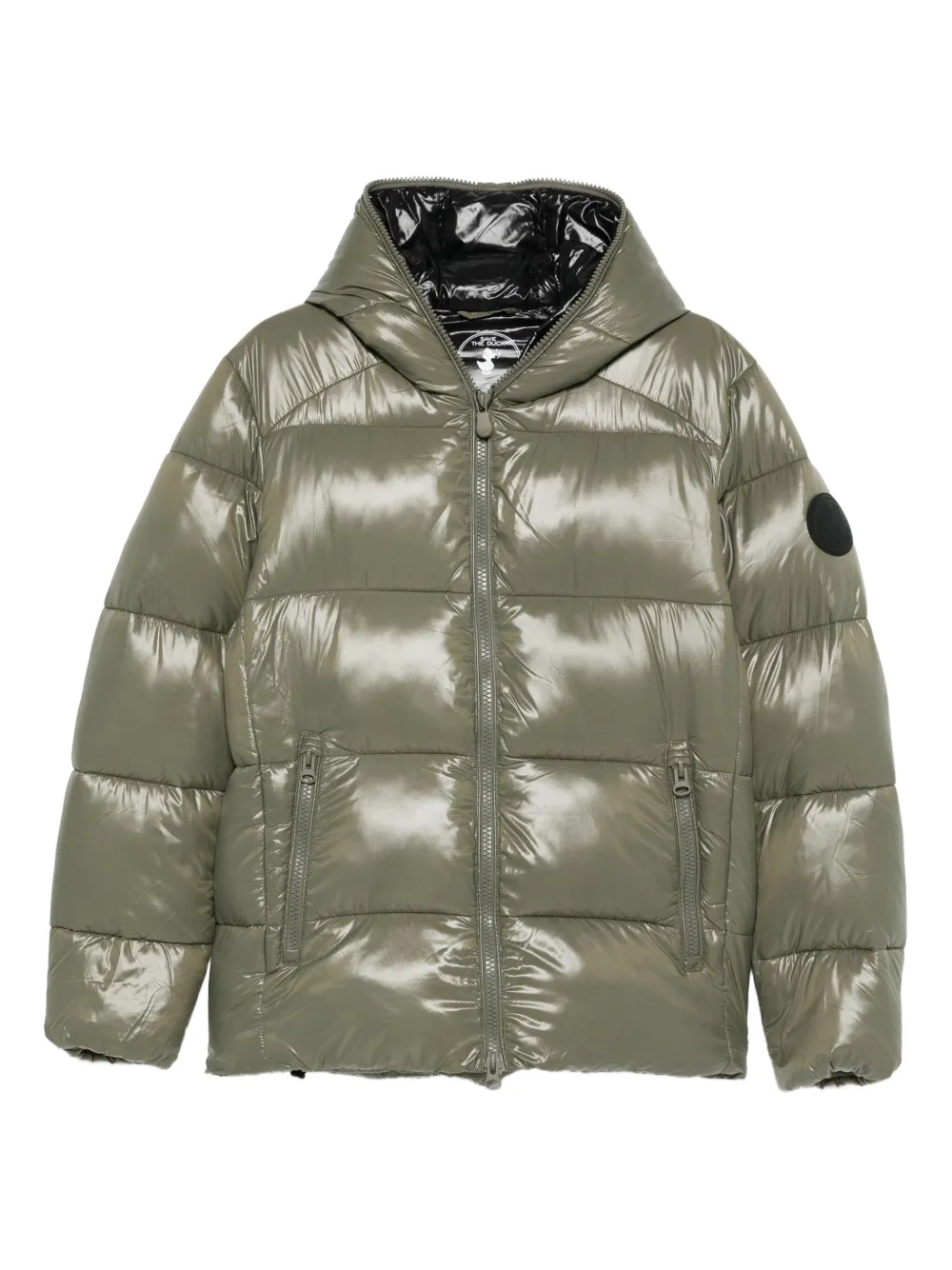 Save The Duck logo-appliqué coat | Green | Image 1