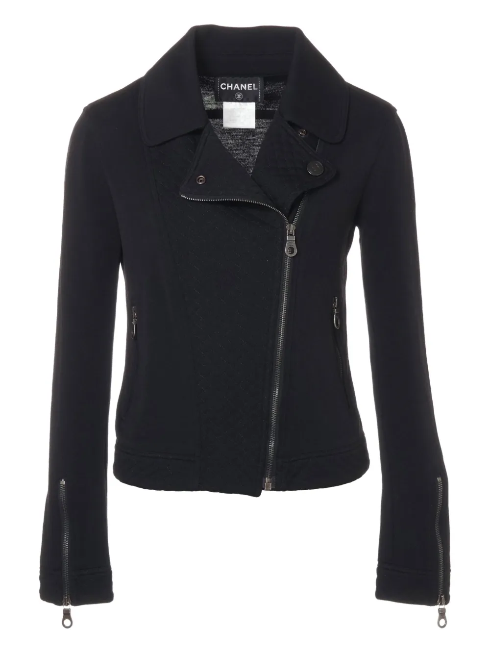CHANEL Pre-Owned wool biker jacket | Black | Image 1