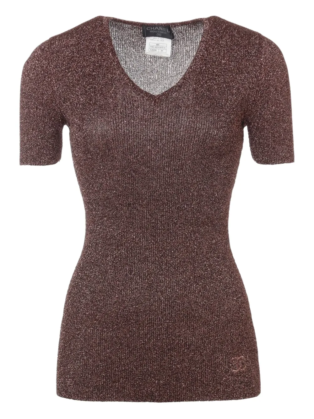 CHANEL Pre-Owned 1996 metallic knit top | Brown | Image 1