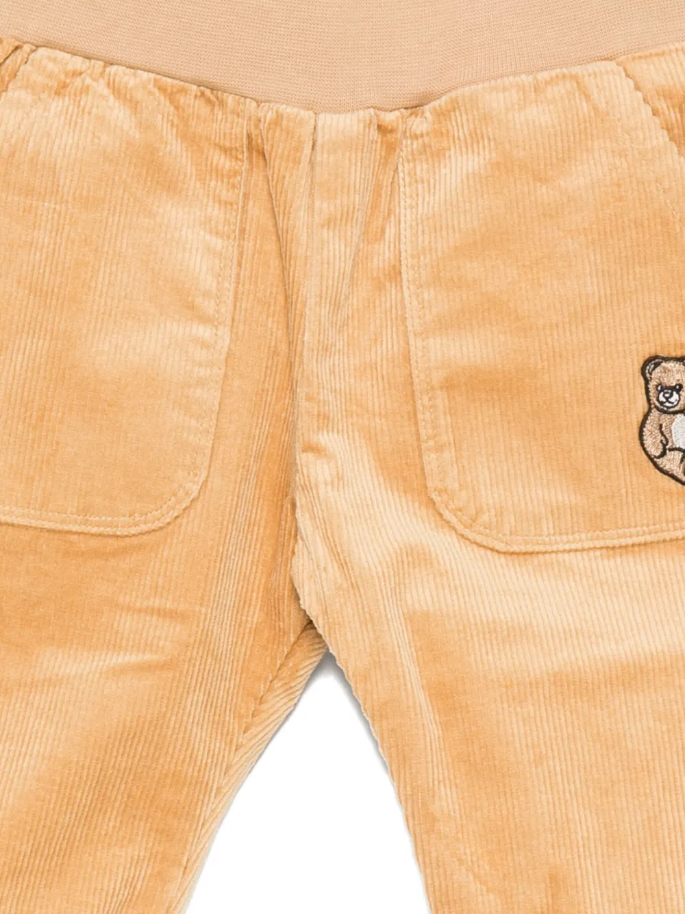 Moschino Kids Ribfluwelen broek met borduurwerk Oranje