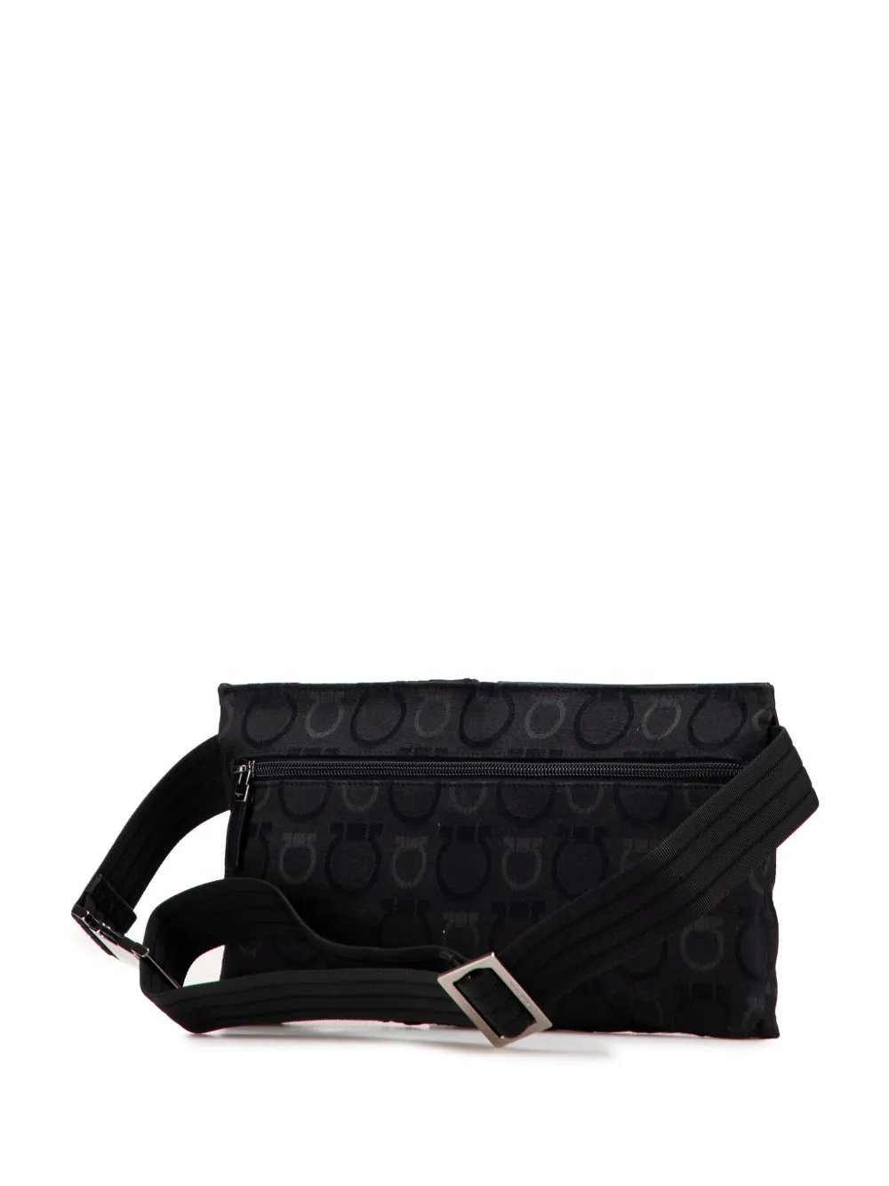 Pre-owned Ferragamo 2022 Gancini Canvas Belt Bag In Black