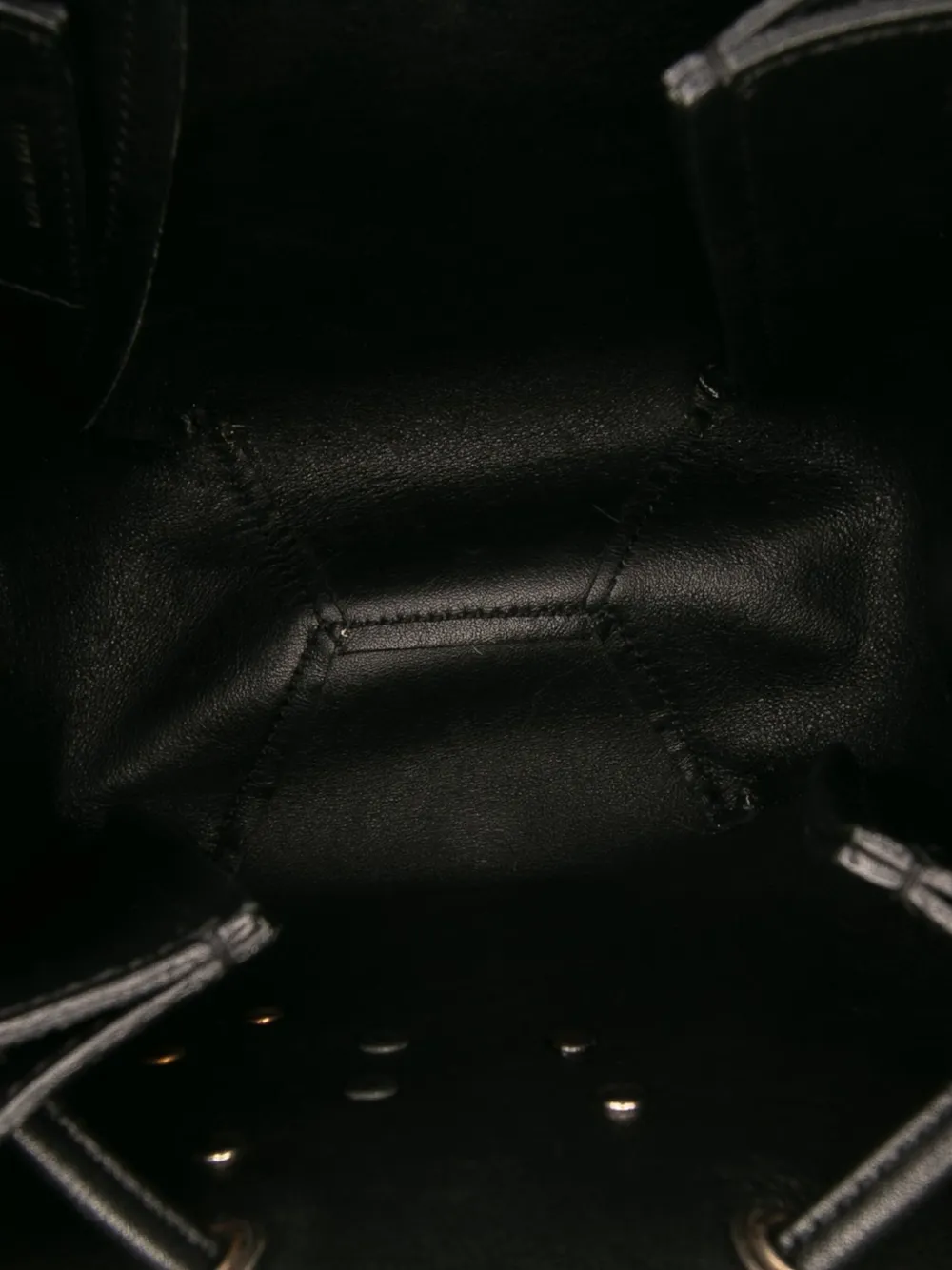 Pre-owned Saint Laurent 2015 Mini Leather Monogram Embellished Bourse Bucket Bag In Black
