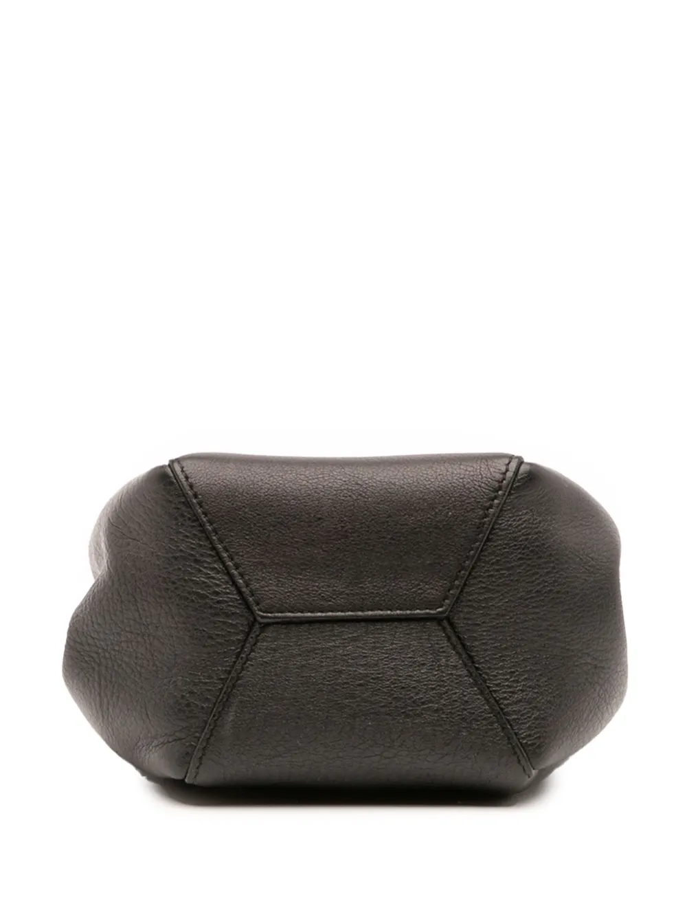 Pre-owned Saint Laurent 2015 Mini Leather Monogram Embellished Bourse Bucket Bag In Black