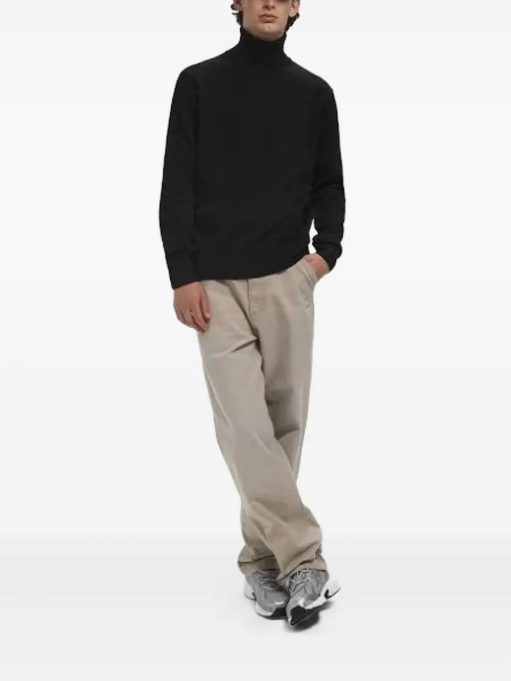 Ami Alexandre Mattiussi Ami De Coeur-embroidered Turtleneck Sweater In Black