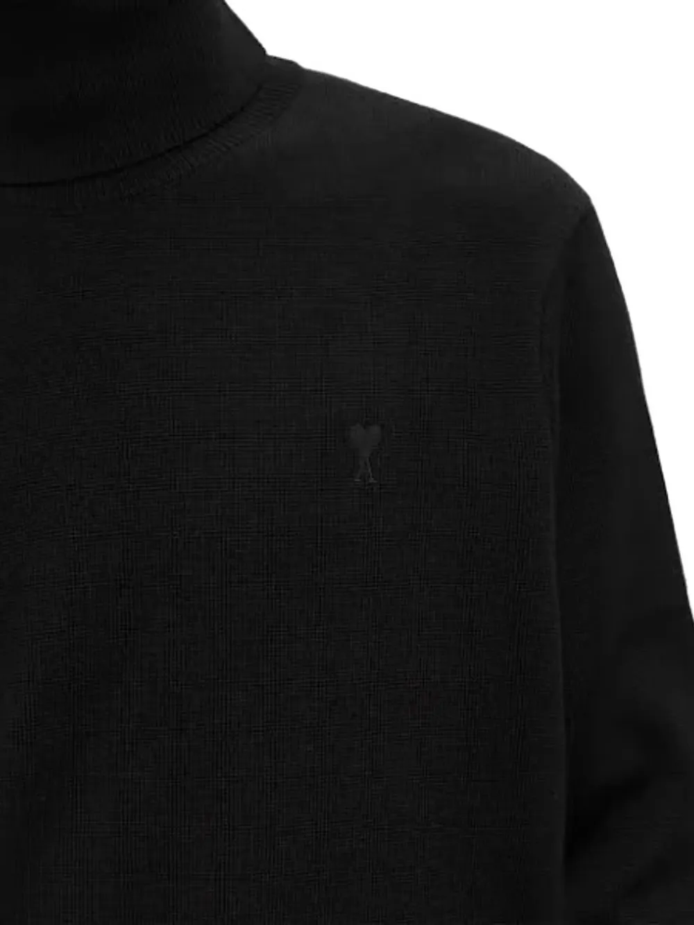 Ami Alexandre Mattiussi Ami De Coeur-embroidered Turtleneck Sweater In Black