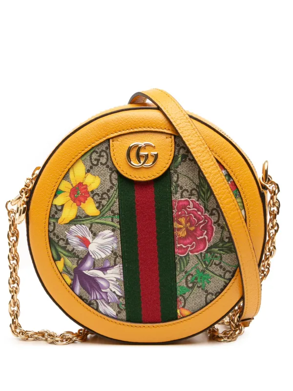 Gucci Pre-Owned Borsa a Tracolla Flora Ophidia Tonda Mini In