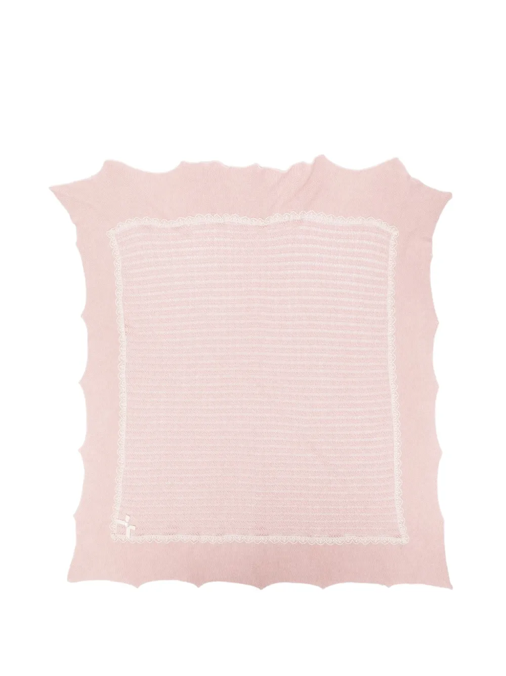 Paz Rodriguez Lace-trimmed Knitted Blanket In Pink