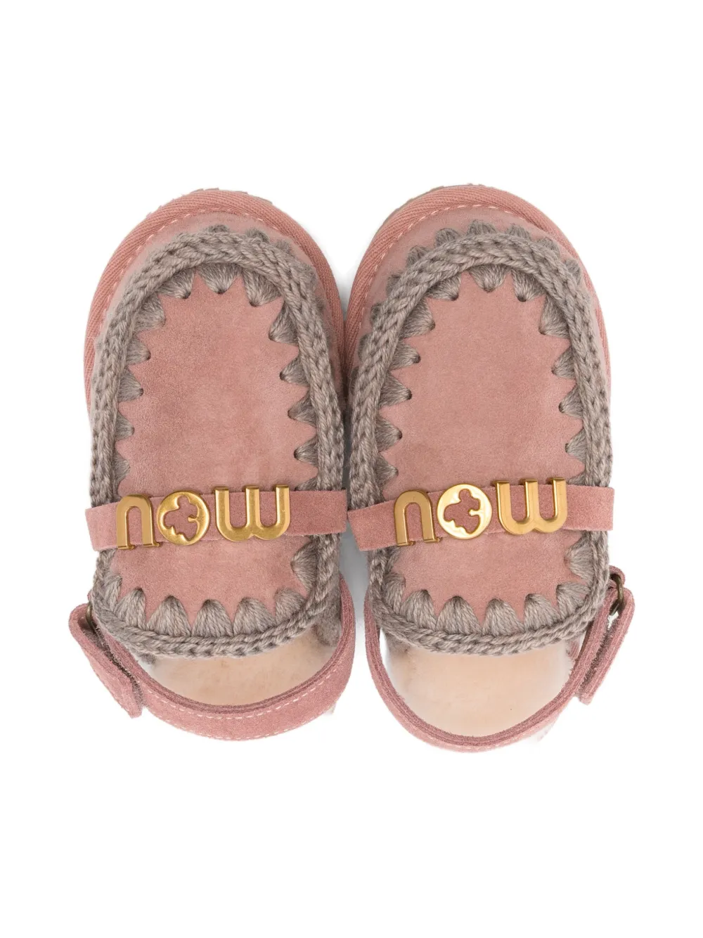 Mou Kids braided-detail logo slippers Pink