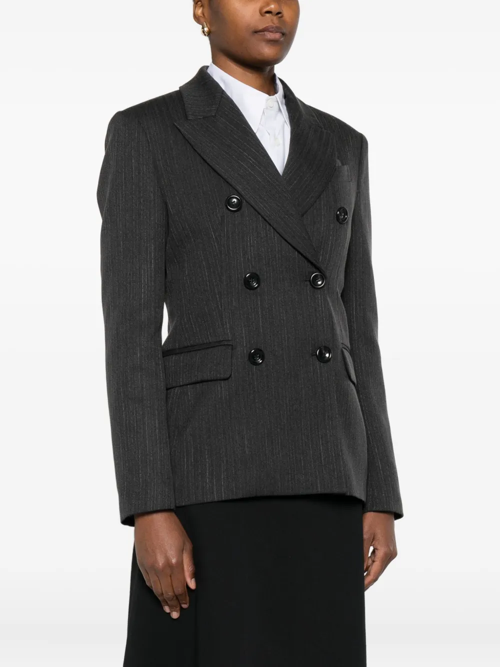 Liu •jo Pinstripe Double-breasted Blazer In Gray